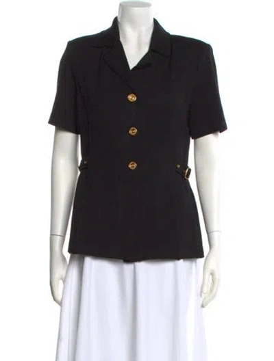 Pre-owned St John Mock Neck Sweater In Black