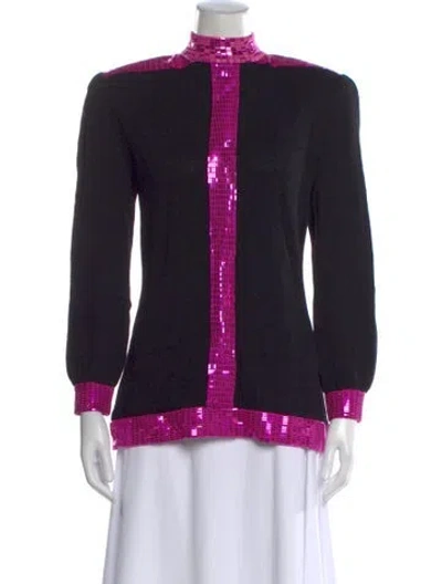 Pre-owned St John Mock Neck Sweater In Black