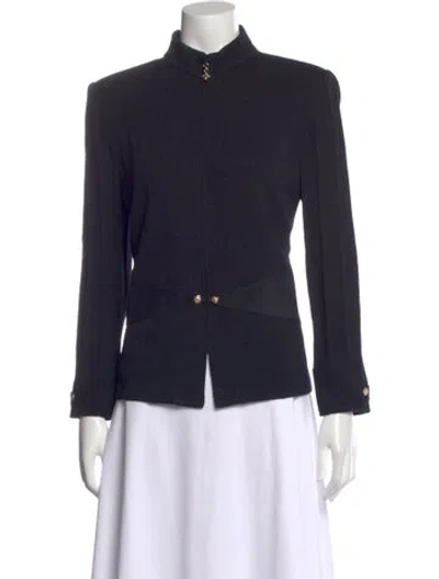 Pre-owned St John Mock Neck Sweater In Black