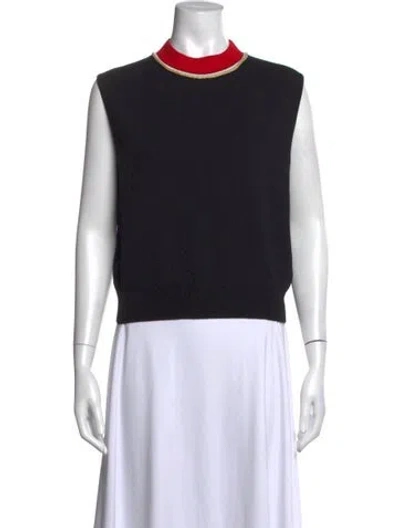 Pre-owned St John Mock Neck Sweater In Black