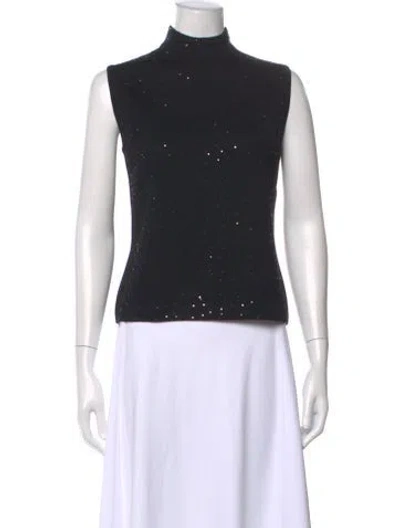 Pre-owned St John Mock Neck Sweater In Black
