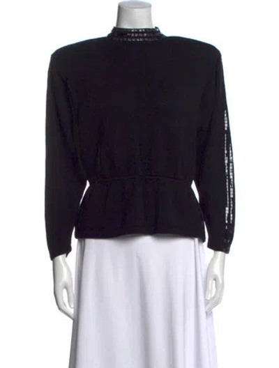 Pre-owned St John Mock Neck Sweater In Black