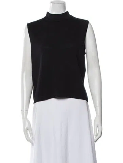Pre-owned St John Mock Neck Sweater In Black