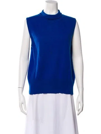 Pre-owned St John Mock Neck Sweater In Blue