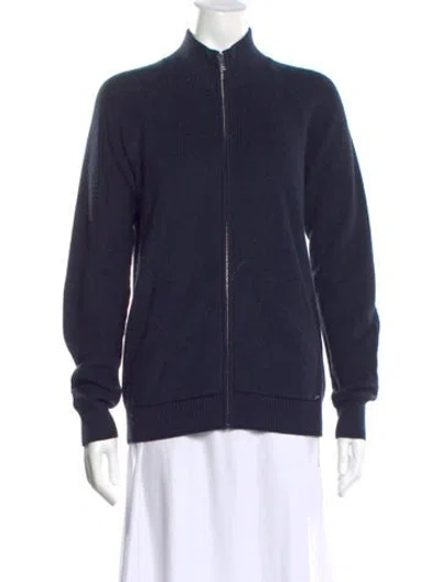 Pre-owned St John Mock Neck Sweater In Blue