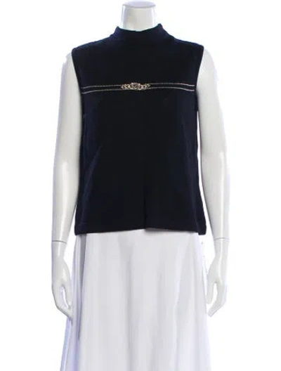 Pre-owned St John Mock Neck Sweater In Blue