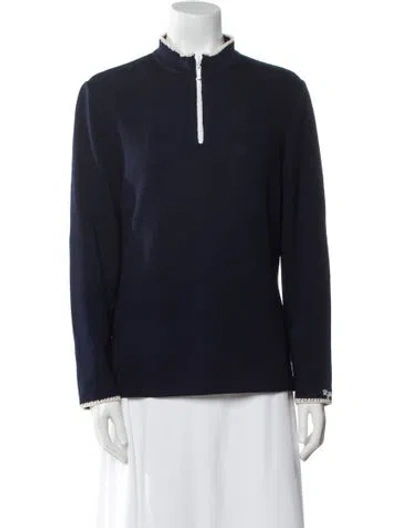 Pre-owned St John Mock Neck Sweater In Blue
