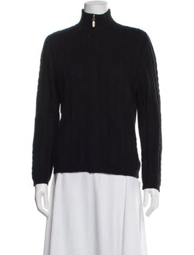 Pre-owned St John Mock Neck Sweater In Blue