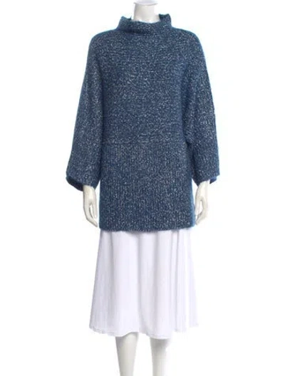 Pre-owned St John Mock Neck Sweater In Blue