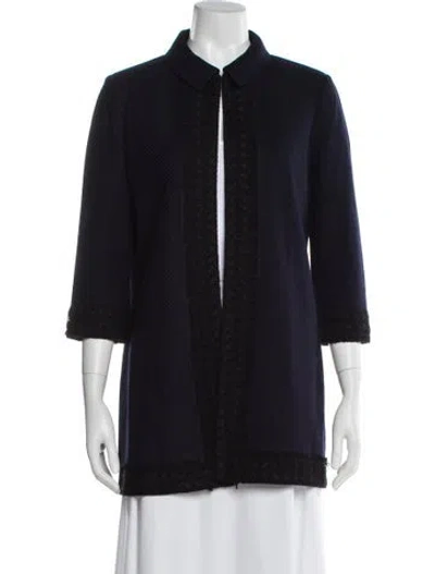 Pre-owned St John Mock Neck Sweater In Blue