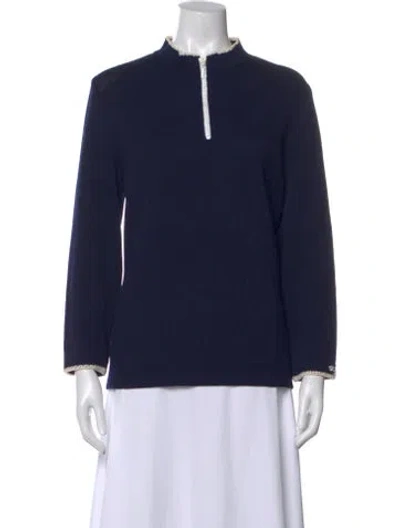 Pre-owned St John Mock Neck Sweater In Blue