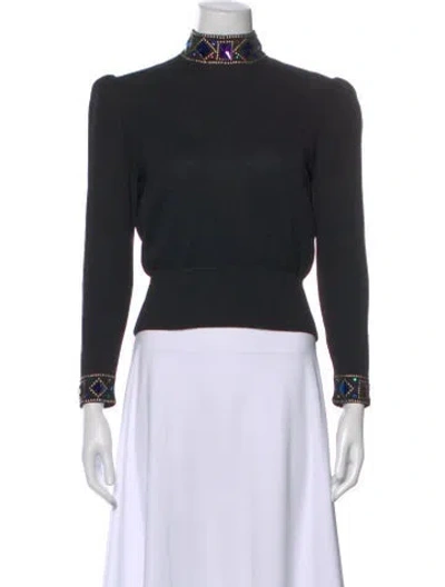 Pre-owned St John Mock Neck Sweater In Blue