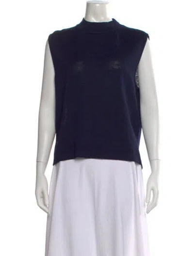 Pre-owned St John Mock Neck Sweater In Blue
