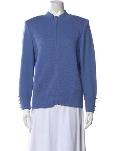 Pre-owned St John Mock Neck Sweater In Blue