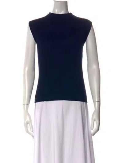 Pre-owned St John Mock Neck Sweater In Blue
