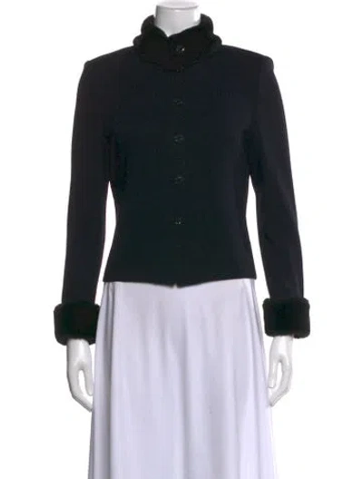 Pre-owned St John Mock Neck Sweater In Blue