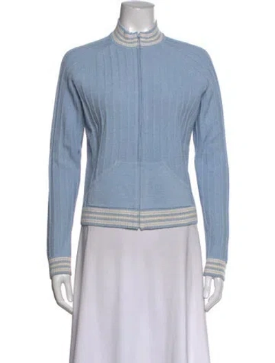 Pre-owned St John Mock Neck Sweater In Blue