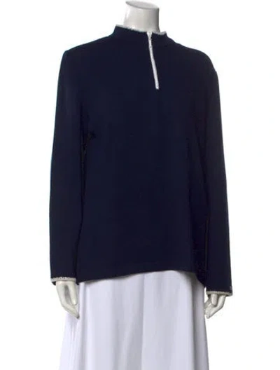 Pre-owned St John Mock Neck Sweater In Blue