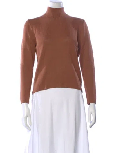 Pre-owned St John Mock Neck Sweater In Brown