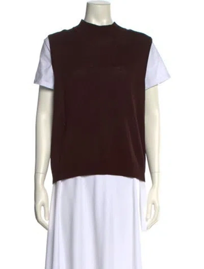 Pre-owned St John Mock Neck Sweater In Brown