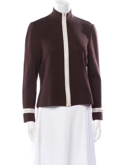 Pre-owned St John Mock Neck Sweater In Brown