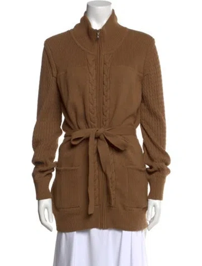 Pre-owned St John Mock Neck Sweater In Brown