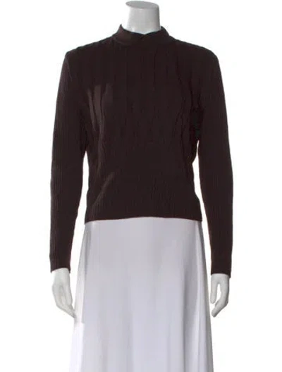 Pre-owned St John Mock Neck Sweater In Brown