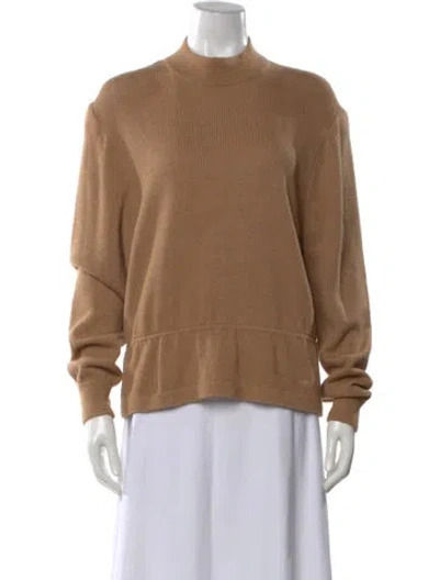 Pre-owned St John Mock Neck Sweater In Brown
