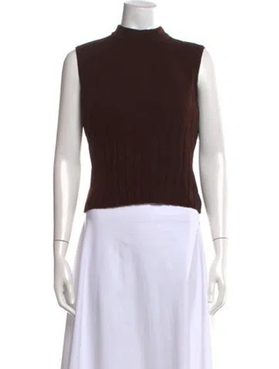 Pre-owned St John Mock Neck Sweater In Brown