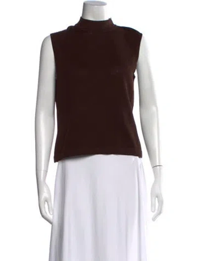 Pre-owned St John Mock Neck Sweater In Brown