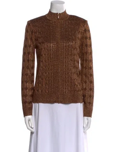 Pre-owned St John Mock Neck Sweater In Gold
