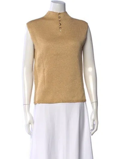 Pre-owned St John Mock Neck Sweater In Gold