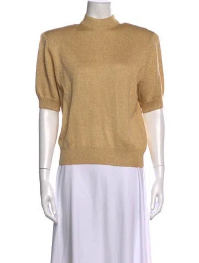Pre-owned St John Mock Neck Sweater In Gold/metallic