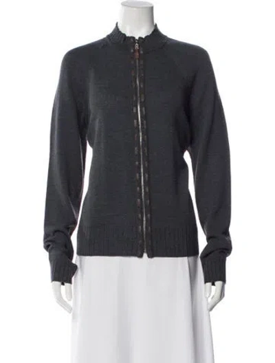 Pre-owned St John Mock Neck Sweater In Gray