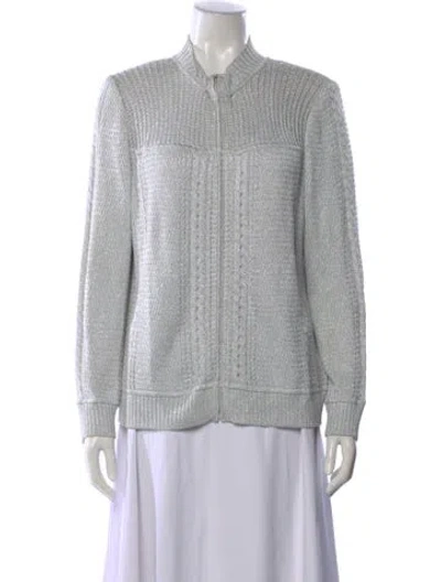 Pre-owned St John Mock Neck Sweater In Gray