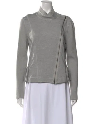 Pre-owned St John Mock Neck Sweater In Gray