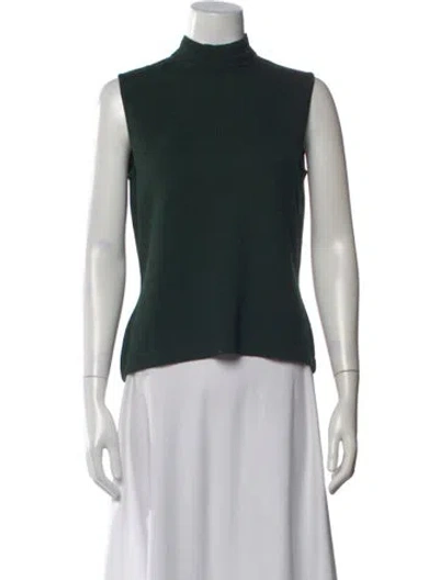 Pre-owned St John Mock Neck Sweater In Green
