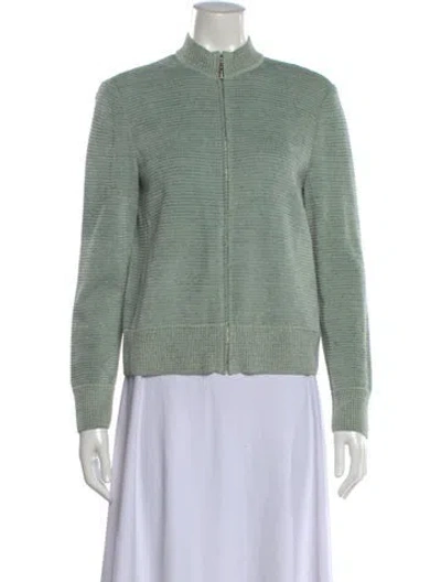 Pre-owned St John Mock Neck Sweater In Green