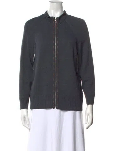 Pre-owned St John Mock Neck Sweater In Grey