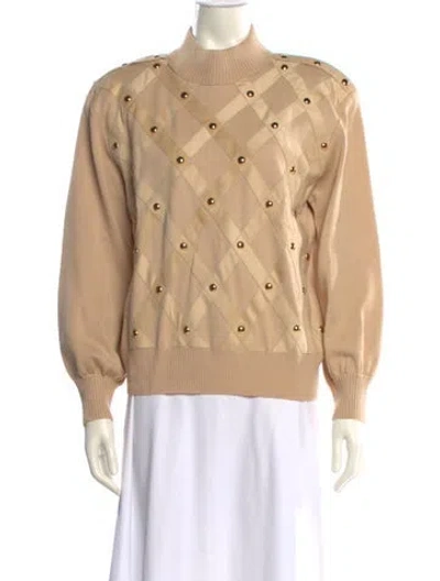 Pre-owned St John Mock Neck Sweater In Neutral