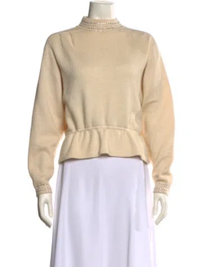 Pre-owned St John Mock Neck Sweater In Neutral