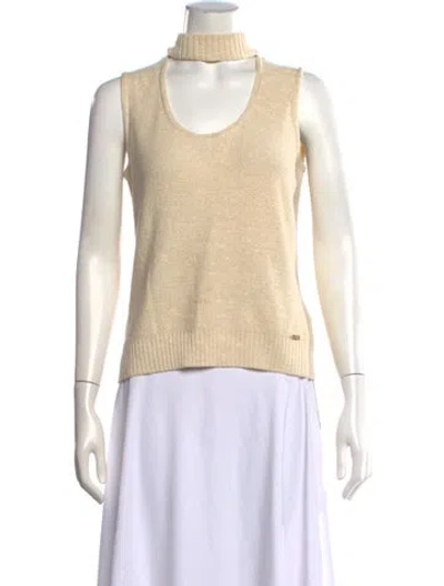 Pre-owned St John Mock Neck Sweater In Neutrals