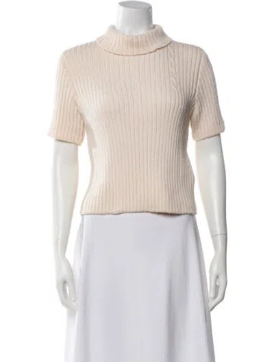 Pre-owned St John Mock Neck Sweater In Neutrals