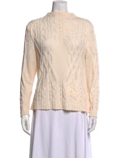Pre-owned St John Mock Neck Sweater In Neutrals