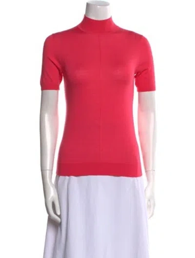Pre-owned St John Mock Neck Sweater In Pink