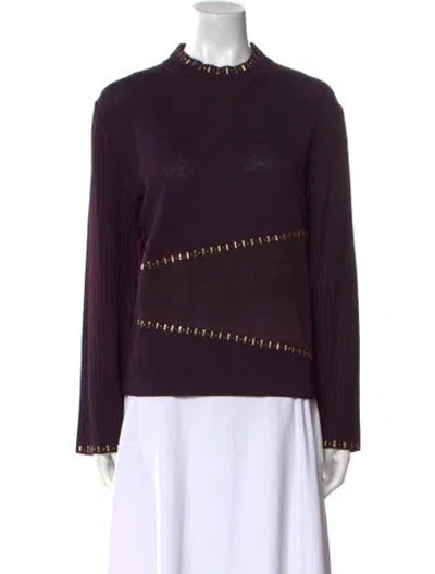 Pre-owned St John Mock Neck Sweater In Purple
