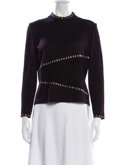Pre-owned St John Mock Neck Sweater In Purple