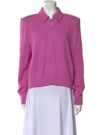 Pre-owned St John Mock Neck Sweater In Purple