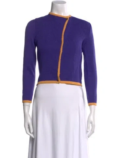 Pre-owned St John Mock Neck Sweater In Purple