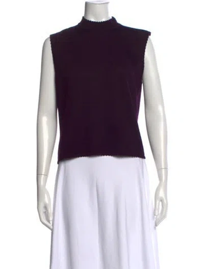 Pre-owned St John Mock Neck Sweater In Purple